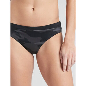 Athleta M Freestyle Camo Bikini Bottom black swim bathing suit vacation lake SUP